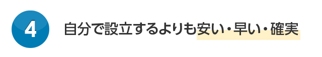 自分で設立するよりも安い・早い・確実